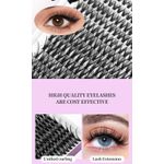 One box of pink eyelash set+3pcs Eyebrow tool, thick and dense 280 clusters D-shaped curling DIY segmented single cluster false eyelashes, suitable for professional use