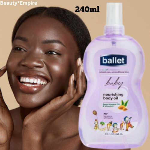 Ballet Baby Nourishing Body Oil Enriched With Sweet Almond and Vitamin E Deeply moisturizes and Protects Against Dryness for both Adults and Baby