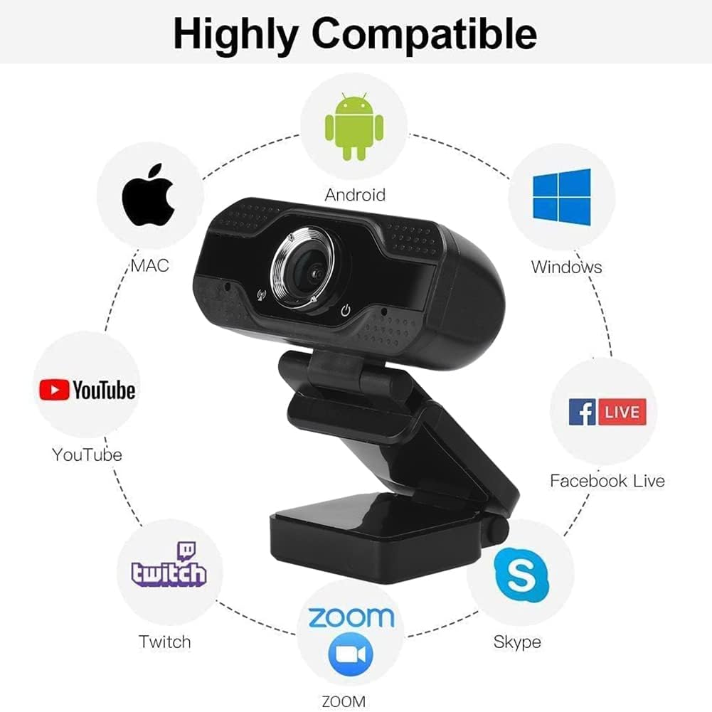 1080P USB Web Camera, Desktop Computer Online HD Webcam with Microphone for Video Calling, Conferencing Recording PC Laptop USB Webcams
