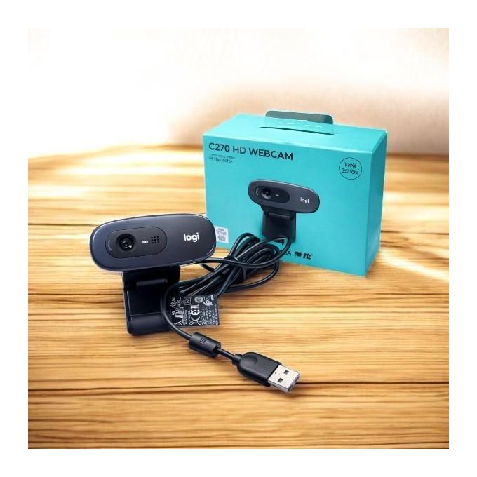 Logitech C270 HD 720p Webcam | Plug & Play USB Desktop & Laptop Camera | Built-in Noise-Reducing Microphone | Auto Light Correction | Wide Screen View | Video Calling & Online Classes for Zoom, Skype