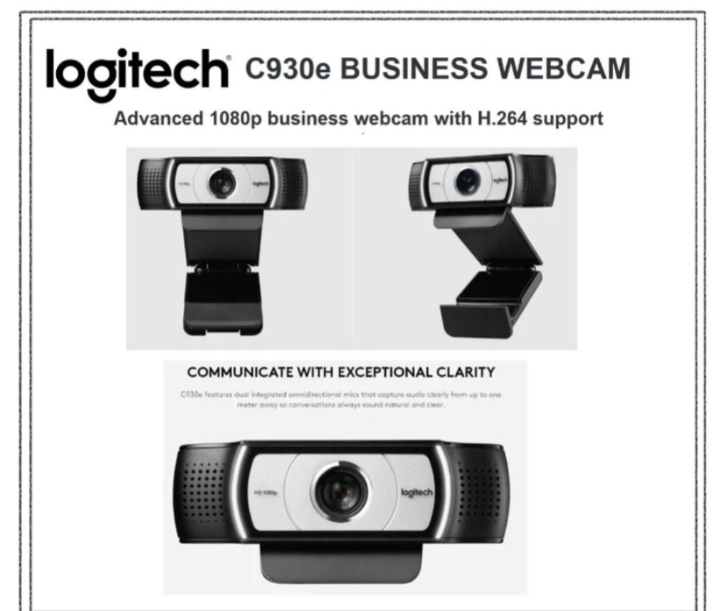 Logitech C930e Business Webcam Full HD 1080p 30fps HD Video Camera with Dual Stereo Microphones, 90° Wide Angle Lens, Autofocus, USB Plug & Play – Ideal for Zoom, Microsoft Teams & Online Meetings