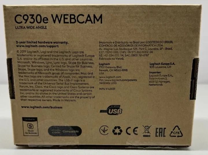 Logitech C930e Business Webcam 1080p Full HD | 90° Ultra-Wide Angle Carl Zeiss Lens | Autofocus | Dual Stereo Noise-Reducing Microphones | H.264 UVC 1.5 Encoding | USB Plug & Play | Privacy Shutter |
