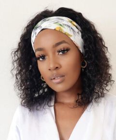 Fashion human hair blend bob curly headband wig