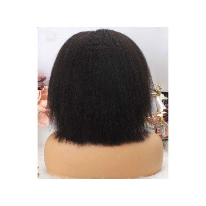 Offer on semi human hair heat friendly bob yaki headband wig _black