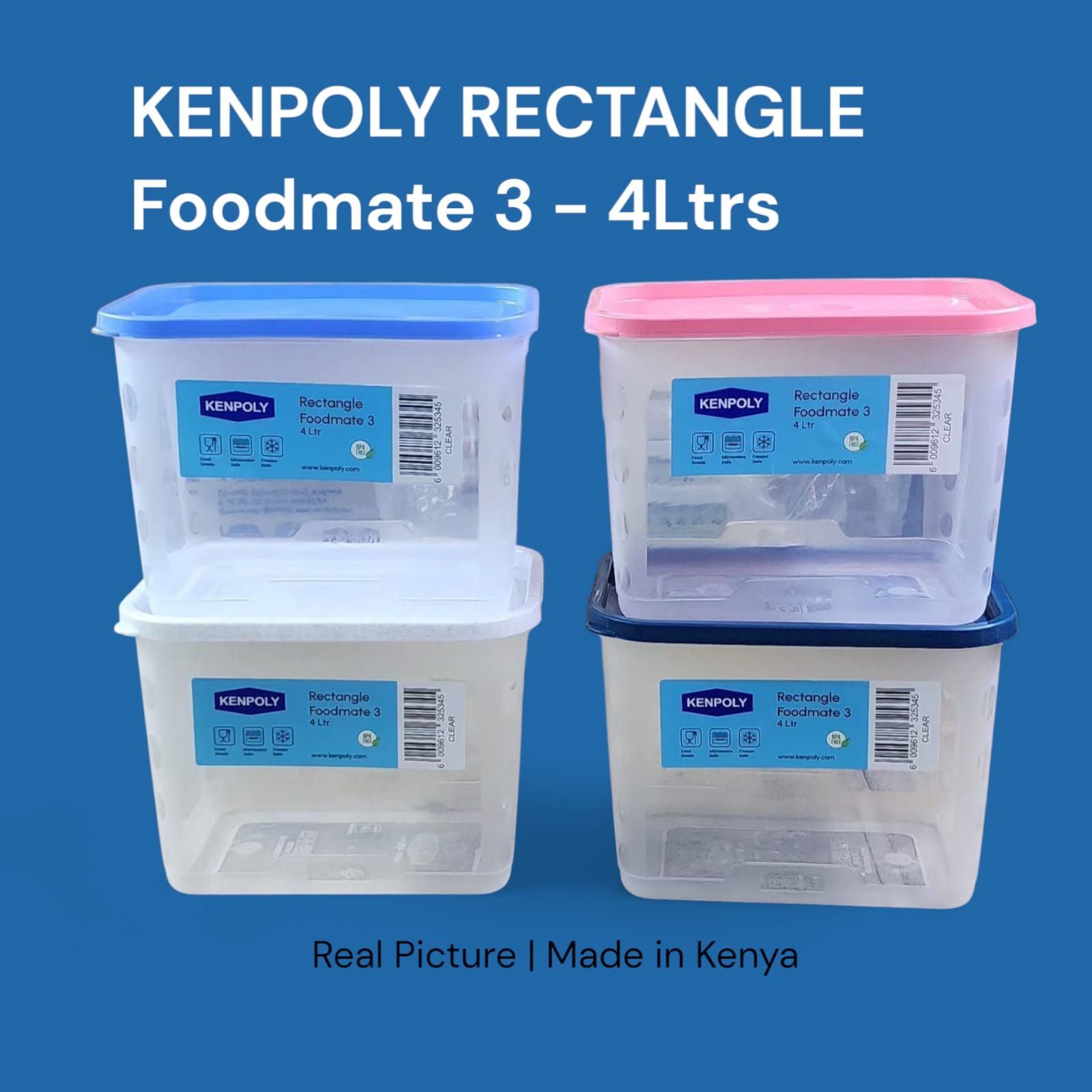Kenpoly Rectangle Food storage containers / Foodmate 3 –4ltrs designed to keep your kitchen organized and your food fresh. perfect for storing dry foods, leftovers, and bulk ingredients at home or in