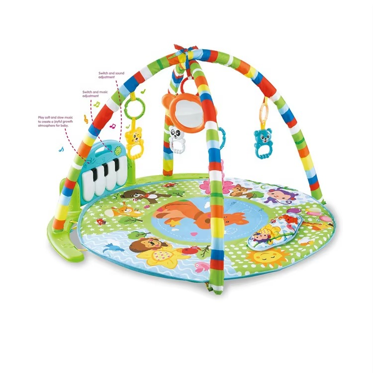 Infant Baby Kid Playmat Piano Activity Fitness Toddler Play Mat Toy- Educational Cotton Toddlers Musical Pedal Piano Soft Play Mat with Light