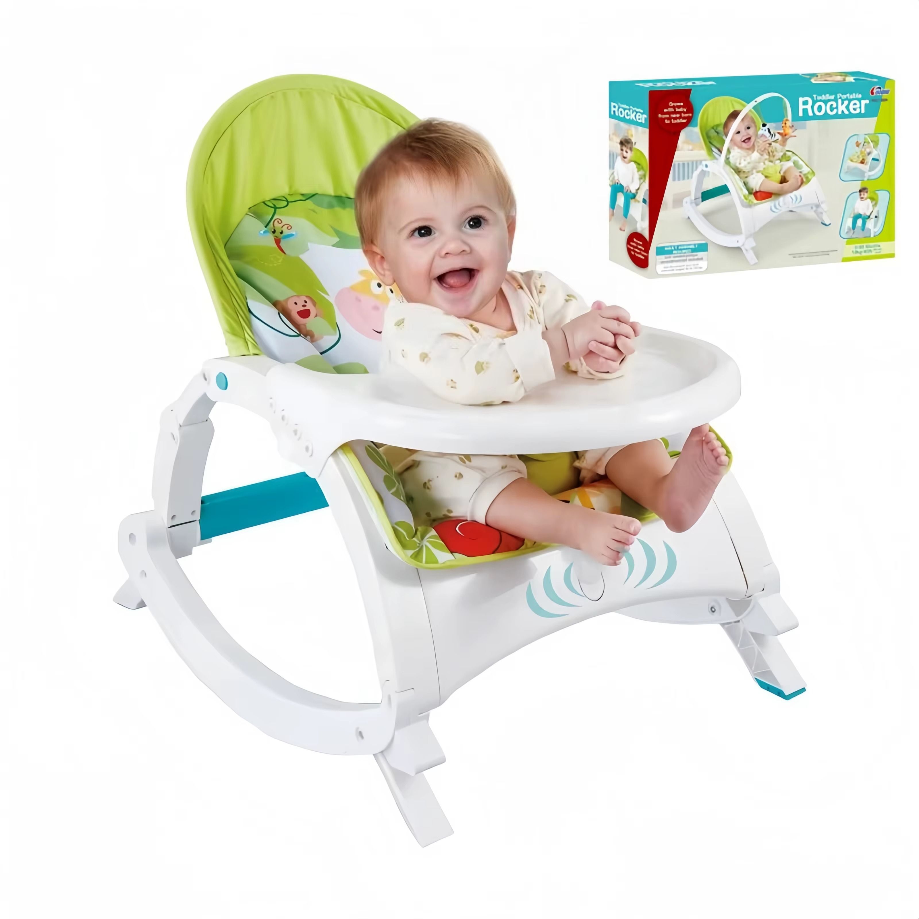2 IN 1 Baby Rocker With Dining Table, Music And Vibration Baby Rocker Swing Chair 1-3 years