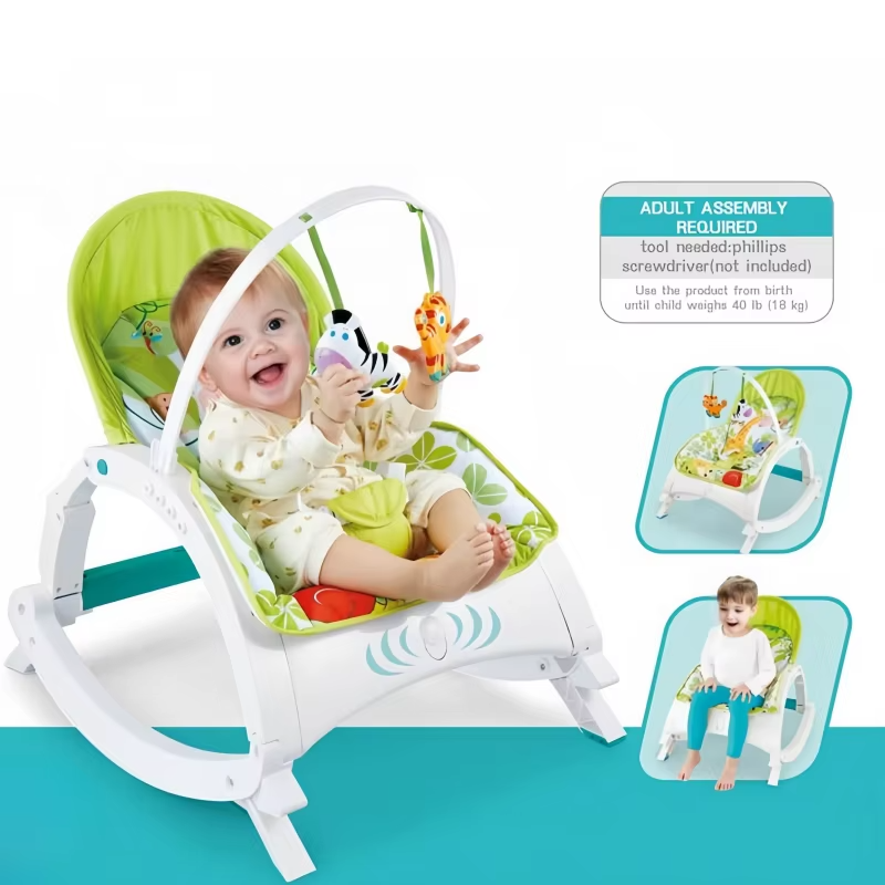 2 IN 1 Baby Rocker With Dining Table, Music And Vibration Baby Rocker Swing Chair 1-3 years
