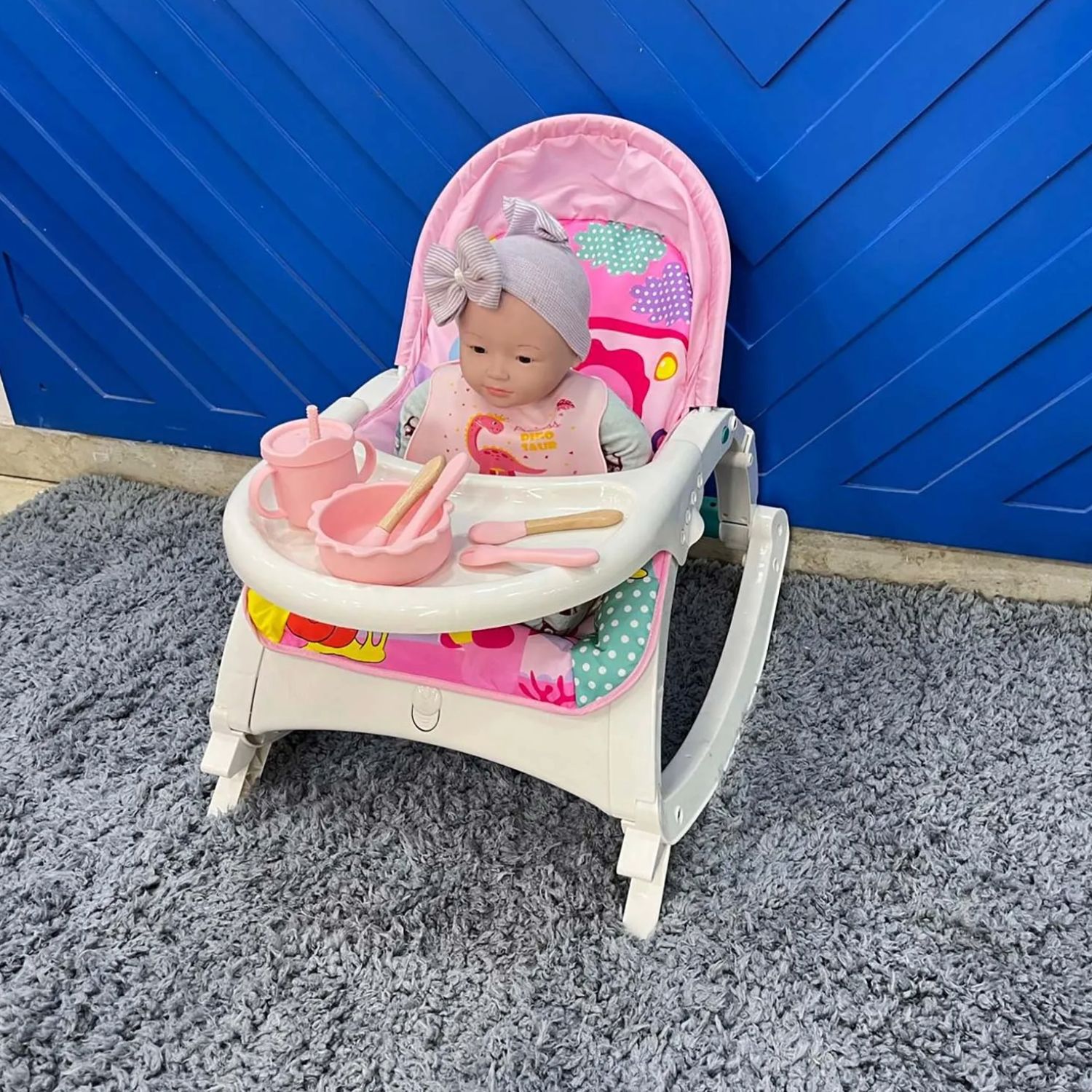 2 IN 1 Baby Rocker With Dining Table, Music And Vibration Baby Rocker Swing Chair 1-3 years