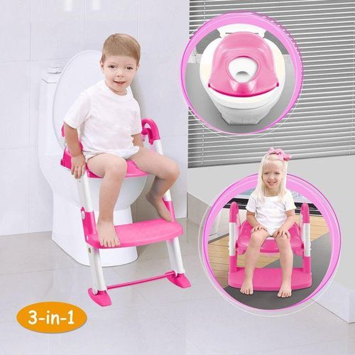 3-in-1 Potty Training Seat & Toilet / Toddler Toilet Seat with Step Stool Ladder for Boys & Girls, Kids, Foldable Potty Chair With Urinal & Splash Guard