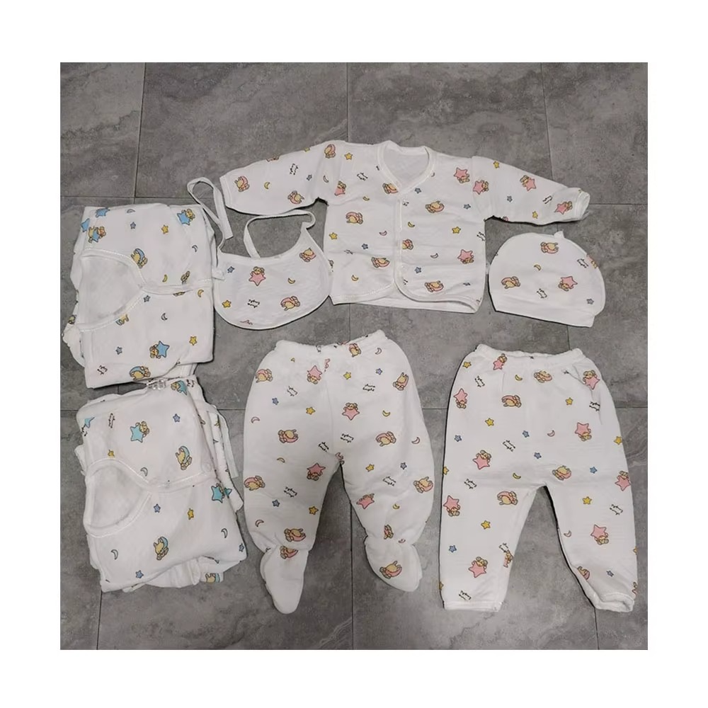Newborn Baby Clothes Cartoon Print Long Sleeve Baby Romper Cute Pants With Hat 5PCS Baby Girls Boys Autumn Winter Outfits