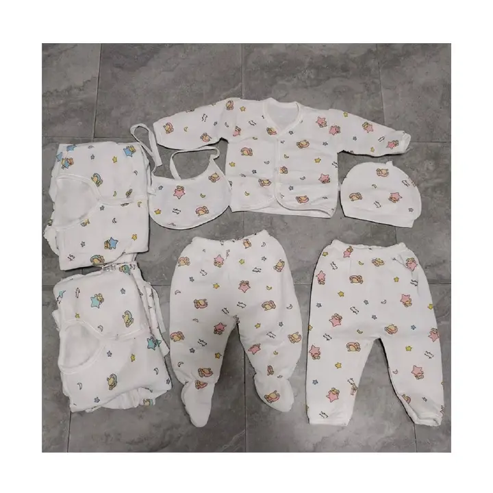 Newborn Baby Clothes Cartoon Print Long Sleeve Baby Romper Cute Pants With Hat 5PCS Baby Girls Boys Autumn Winter Outfits
