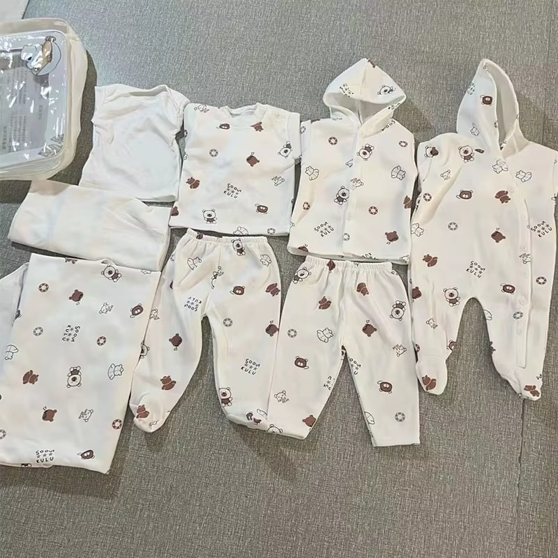 0-12 Month Quality 8 PCS Newborn Gender Neutral Baby Clothes Outfit Winter Suit Layette Gift Set With Handbag Package