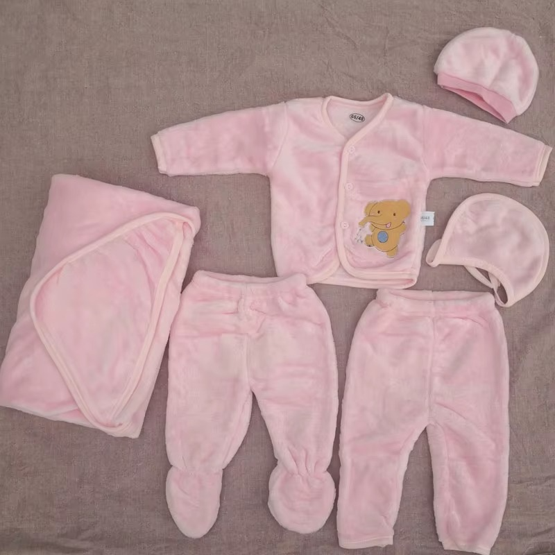 Newborn Essentials Baby Clothing Sets Newborn Clothes Wholesale 6 Pieces Flannel Newborn Winter Baby Clothes