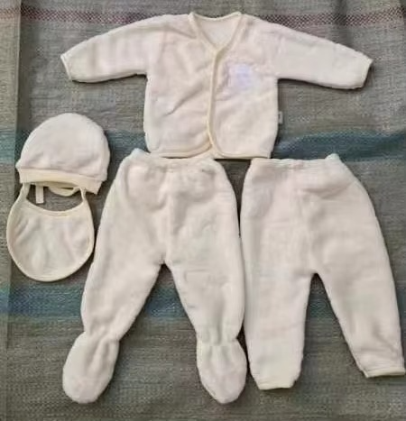 5PCS 0-6M New Born Baby Clothes Go Outing Boys Girls Baby Flannel Clothes Casual Winter Tops Hat Pants Suit Outfit Sets