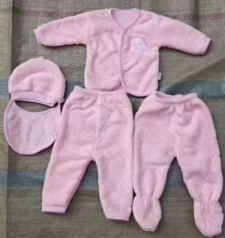 5PCS 0-6M New Born Baby Clothes Go Outing Boys Girls Baby Flannel Clothes Casual Winter Tops Hat Pants Suit Outfit Sets