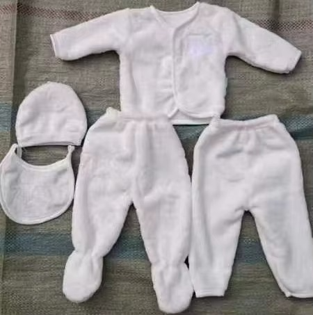 5PCS 0-6M New Born Baby Clothes Go Outing Boys Girls Baby Flannel Clothes Casual Winter Tops Hat Pants Suit Outfit Sets