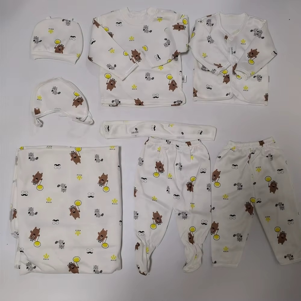 8 Pieces Newborn Baby Boy Clothes Toddler Boys Long Sleeve Romper Pants+Hat+Bibs Fall Winter Infant Baby Outfits