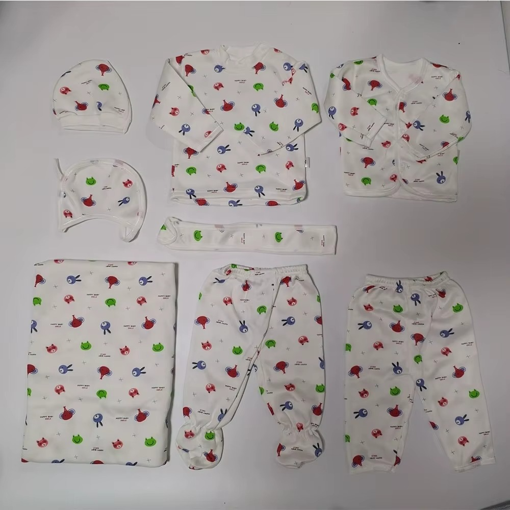 8 Pieces Newborn Baby Boy Clothes Toddler Boys Long Sleeve Romper Pants+Hat+Bibs Fall Winter Infant Baby Outfits