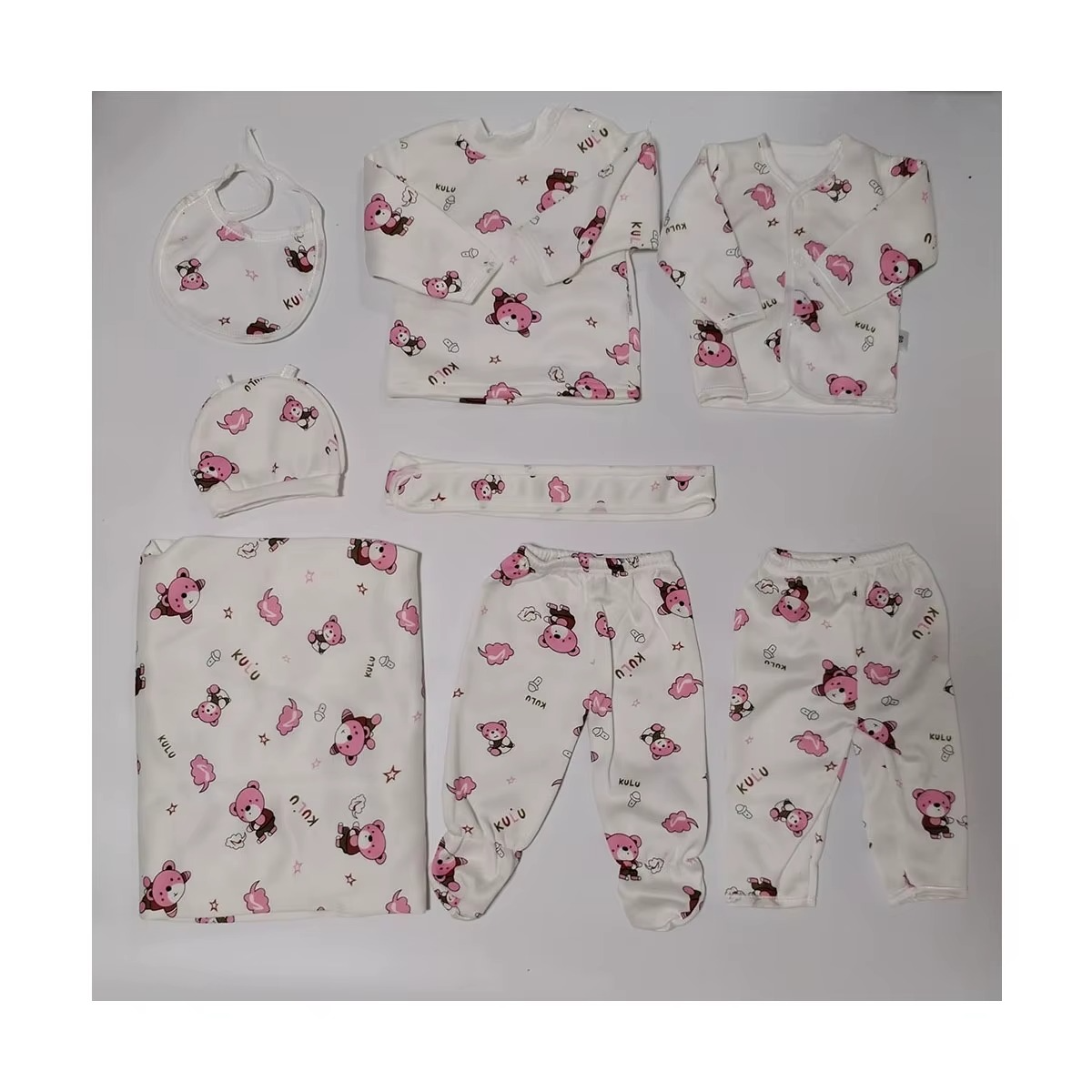 8 Pieces Newborn Baby Boy Clothes Toddler Boys Long Sleeve Romper Pants+Hat+Bibs Fall Winter Infant Baby Outfits