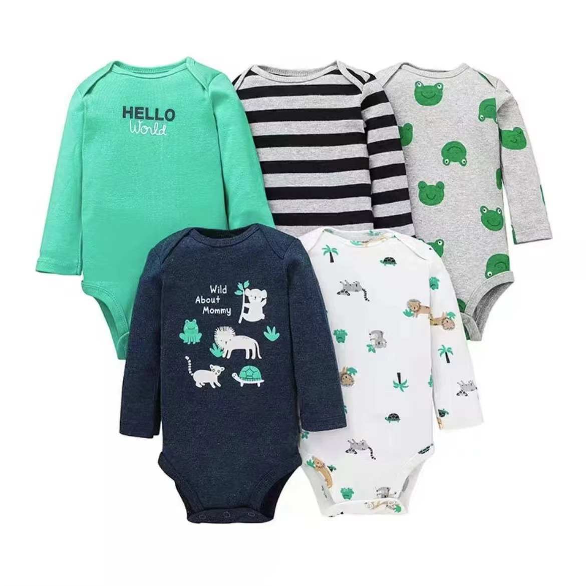 100% Cotton Babies Clothes Newborn Clothes 5 Pcs Baby Clothing Sets Long Sleeves Baby Bodysuit