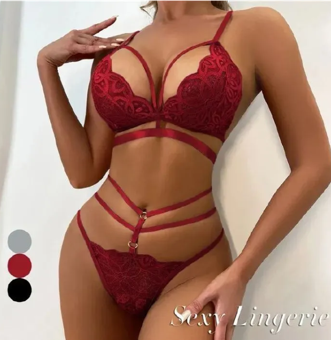 Erotic Bra Thongs Garters Set Women Lingerie Sexy Underwear Set Porn Sex Costumes Transparent Lace Babydoll Brassiere Panties FZ-425
