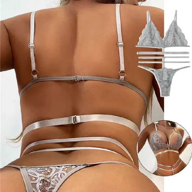 Erotic Bra Thongs Garters Set Women Lingerie Sexy Underwear Set Porn Sex Costumes Transparent Lace Babydoll Brassiere Panties FZ-425