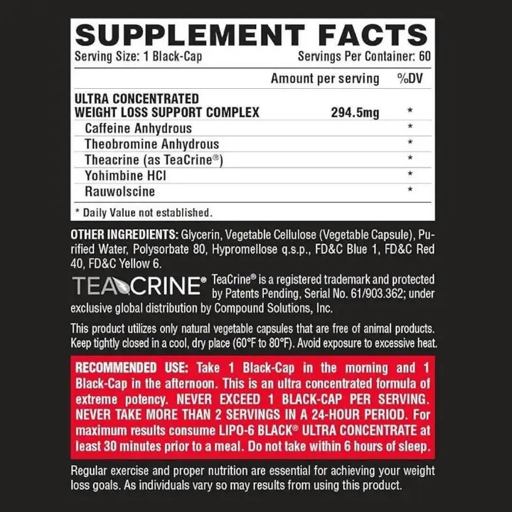 NUTREX LIPO-6 BLACK ULTRA CONCENTRATE (EXTREME FAT-LOSS SUPPORT) Food supplement with Caffeine and Citrus Aurantium 60 Liquid capsules