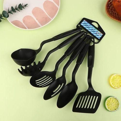 6 Pcs Black Cooking Utensils Set Heat-Resistant Silicone Non-Stick Spatula Spoon Sets Suitable for Cooking Kitchen Tools Kitchen Utensils Multifunction Shovel Spoon Set Non-Stick Kitchen Tools Set