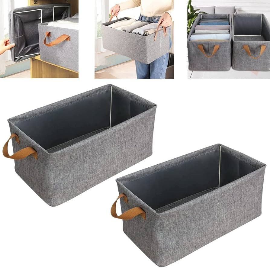 47x29x20cm Foldable grey clothes storage bag / laundry bin