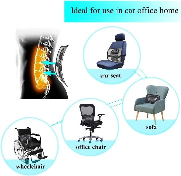 Seat back lumbar support BACK REST mesh Cool Vent Cushion Mesh Back Lumbar Support New Car Office Chair Truck Seat Black Lumbar Support Cushion Ergonomic Mesh Back Support for Car Seat Posture