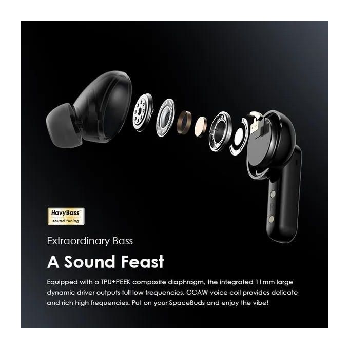 Oraimo SpaceBuds (OTW-630) Hybrid ANC True Wireless Earbuds 50 dB Noise Cancellation 40-Hour Playtime