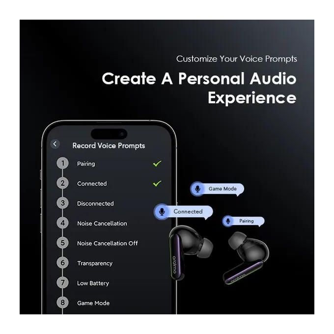 Oraimo SpaceBuds (OTW-630) Hybrid ANC True Wireless Earbuds 50 dB Noise Cancellation 40-Hour Playtime