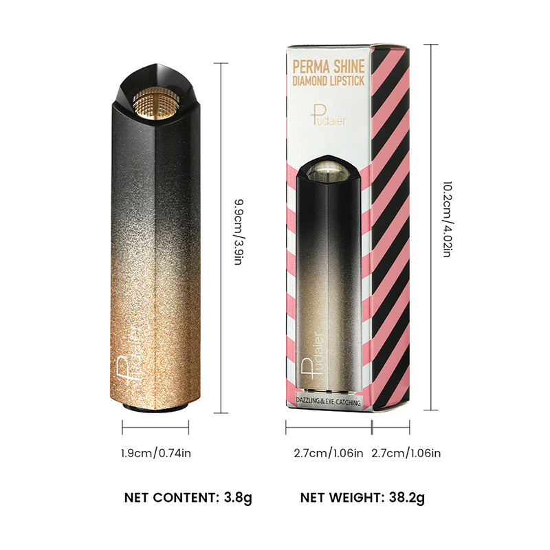 Pudaier pearlescent lipstick waterproof long-lasting fine glitter lipstick lip glaze lip gloss makeup