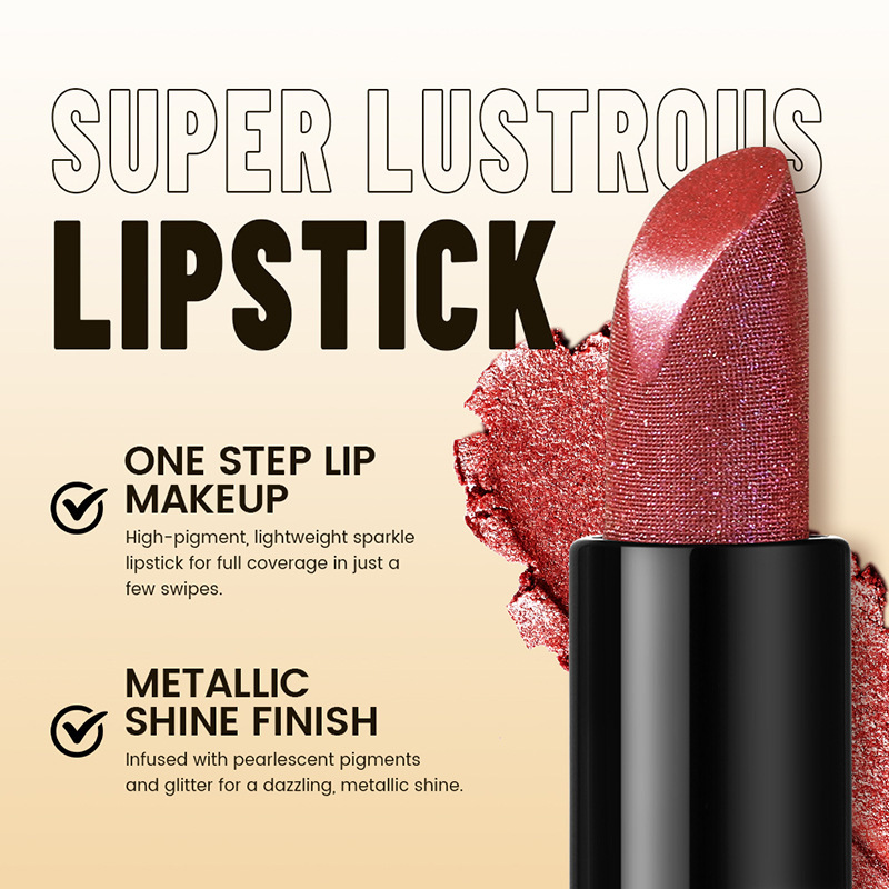 Pudaier pearlescent lipstick waterproof long-lasting fine glitter lipstick lip glaze lip gloss makeup