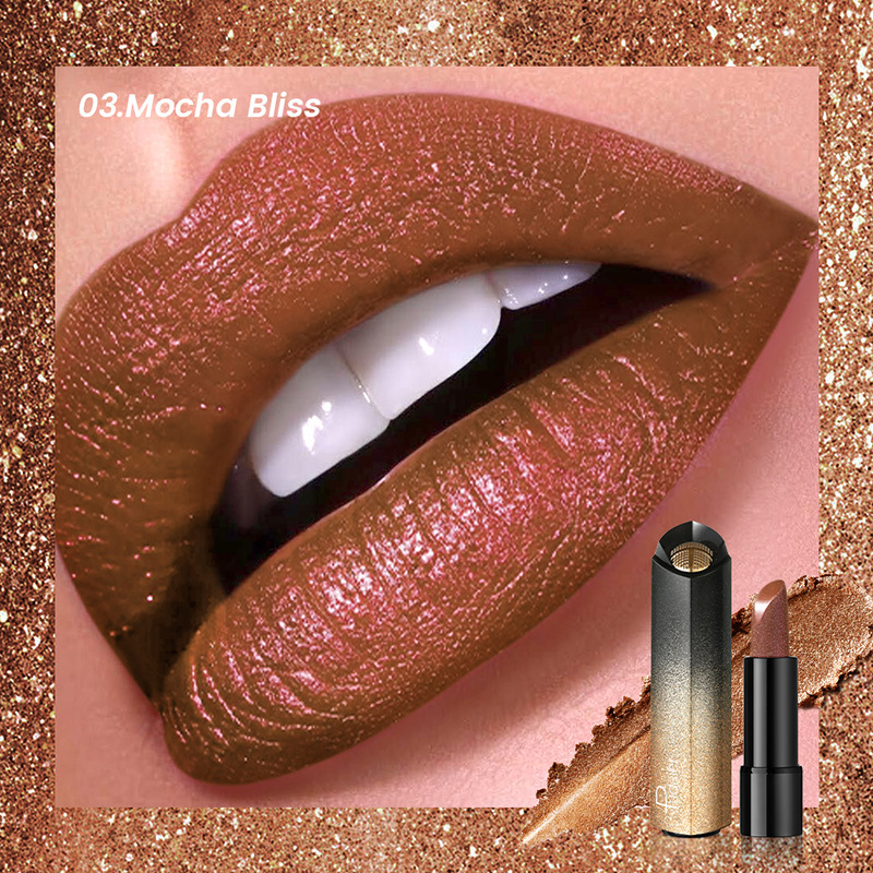 Pudaier pearlescent lipstick waterproof long-lasting fine glitter lipstick lip glaze lip gloss makeup