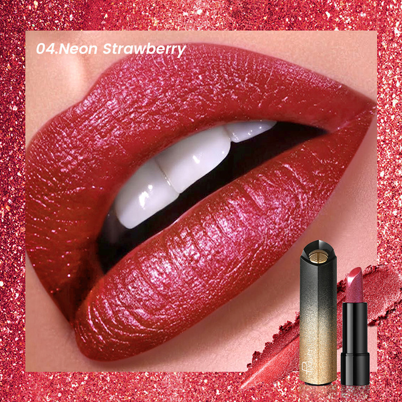 Pudaier pearlescent lipstick waterproof long-lasting fine glitter lipstick lip glaze lip gloss makeup
