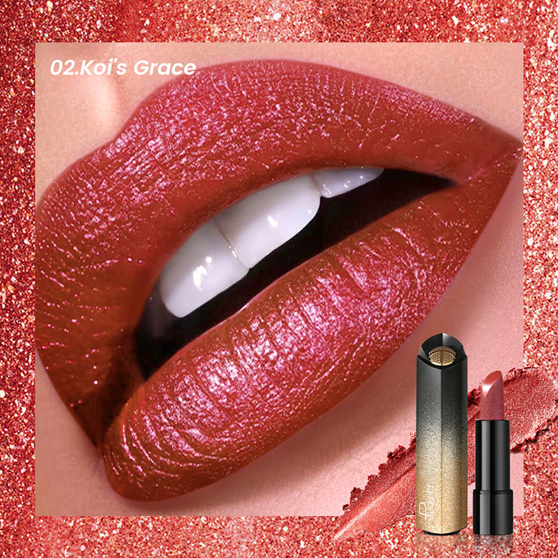 Pudaier pearlescent lipstick waterproof long-lasting fine glitter lipstick lip glaze lip gloss makeup