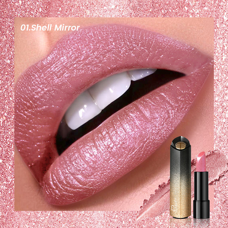 Pudaier pearlescent lipstick waterproof long-lasting fine glitter lipstick lip glaze lip gloss makeup