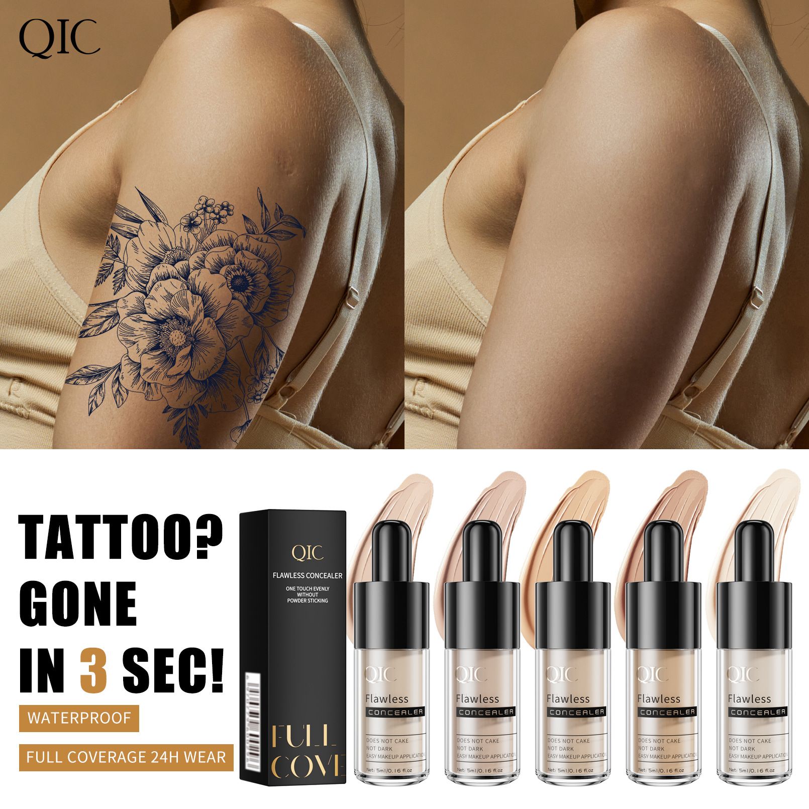 QIC Tattoo Concealer Highlight Brightening Repair Liquid Shadow Repair Liquid Shadow Pen Liquid Repair Stick Concealer