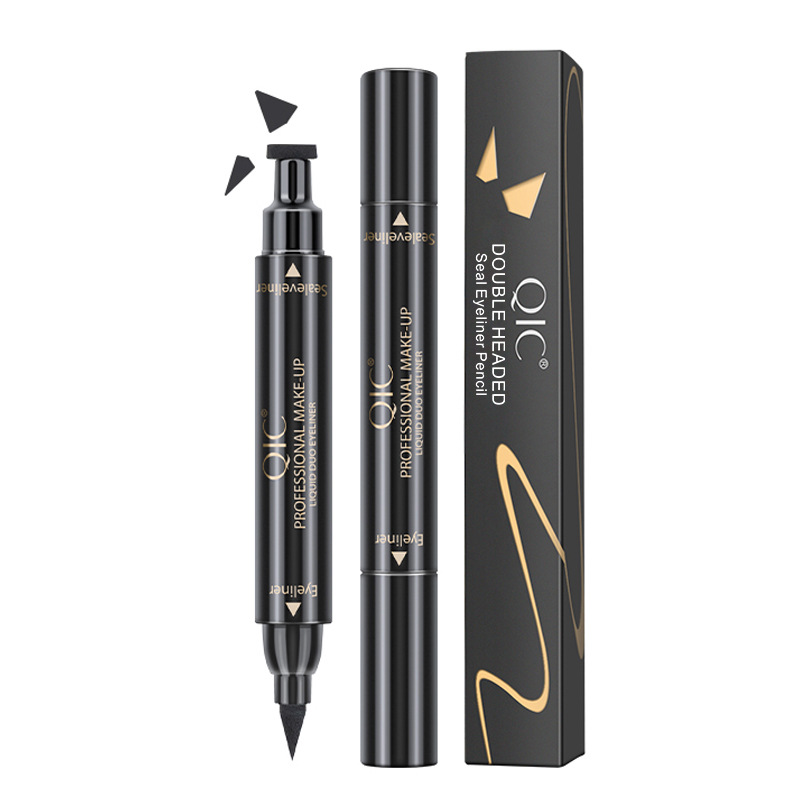 QIC double-head seal eyeliner waterproof and sweat-proof eyeliner pen that does not smudge or fade easily
