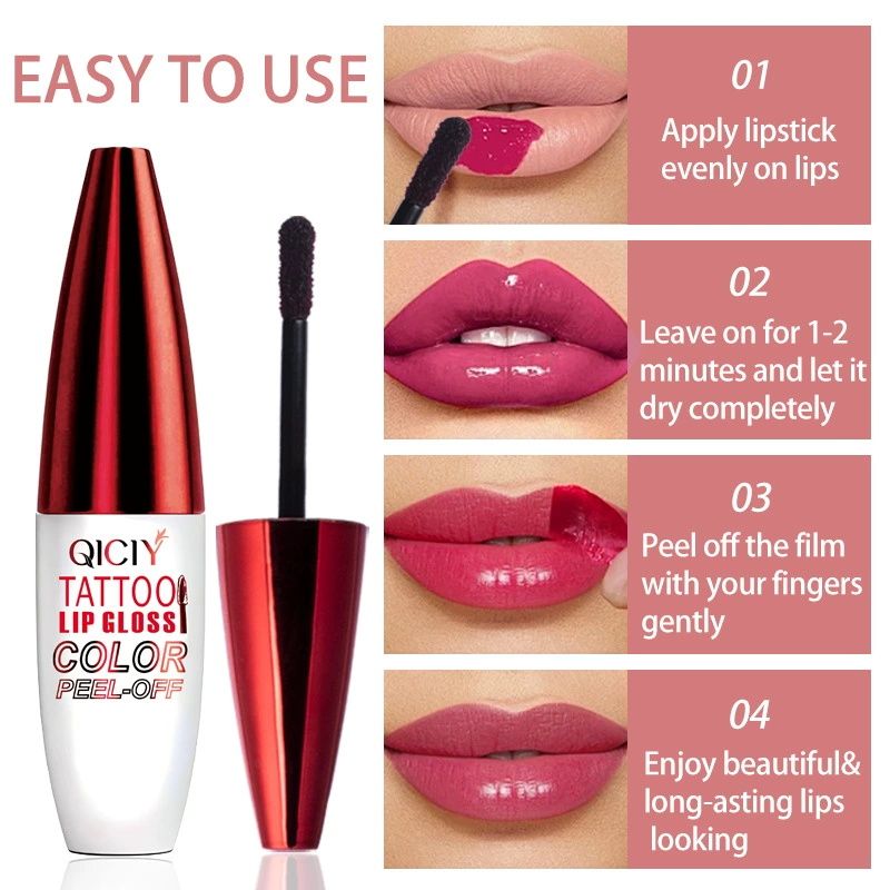 QICIY natural matte dyed lip peel-off lipstick long-lasting waterproof non-stick cup matte peel-off lip glaze lip gloss