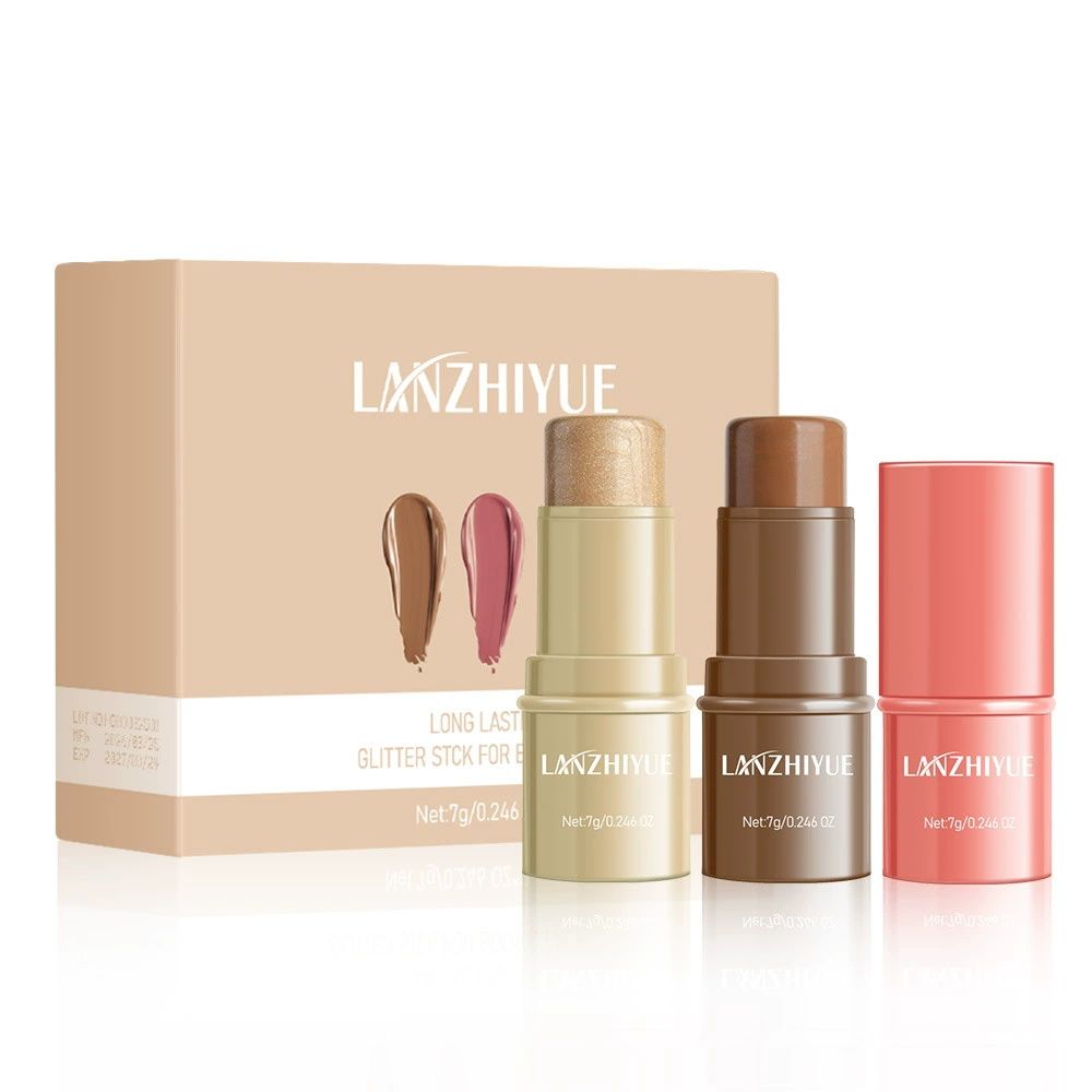 Hot-selling contouring stick set, high-gloss contouring stick, contour shadow pen, three-dimensional brightening silkworm facial blush