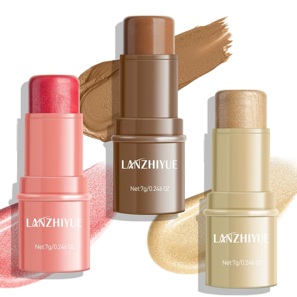 Hot-selling contouring stick set, high-gloss contouring stick, contour shadow pen, three-dimensional brightening silkworm facial blush