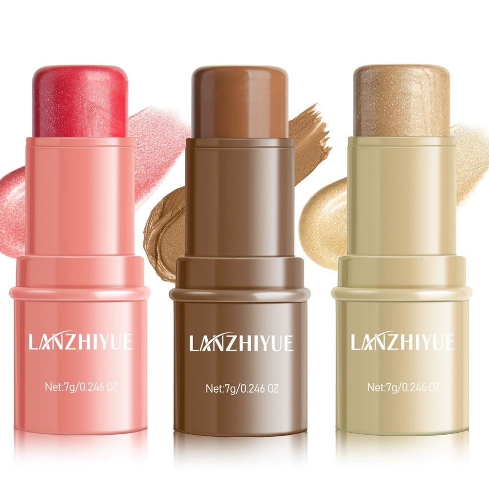 Hot-selling contouring stick set, high-gloss contouring stick, contour shadow pen, three-dimensional brightening silkworm facial blush