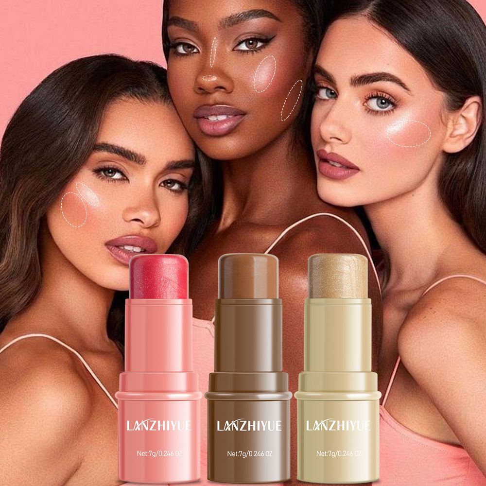 Hot-selling contouring stick set, high-gloss contouring stick, contour shadow pen, three-dimensional brightening silkworm facial blush