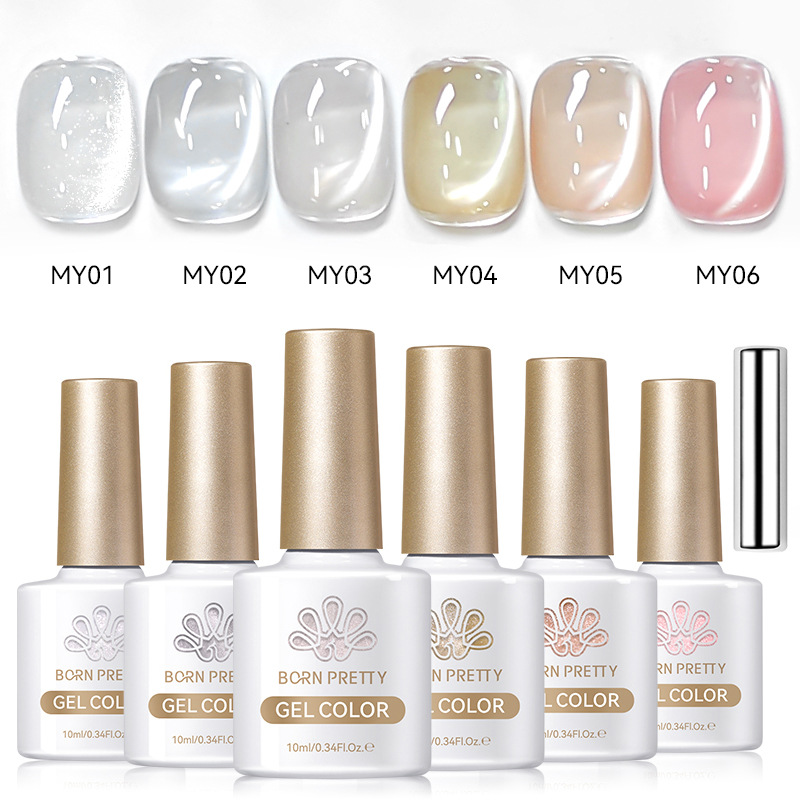 BORN PRETTY new cat eye gel set colored glass polarized crystal cat eye nail polish gel phototherapy gel