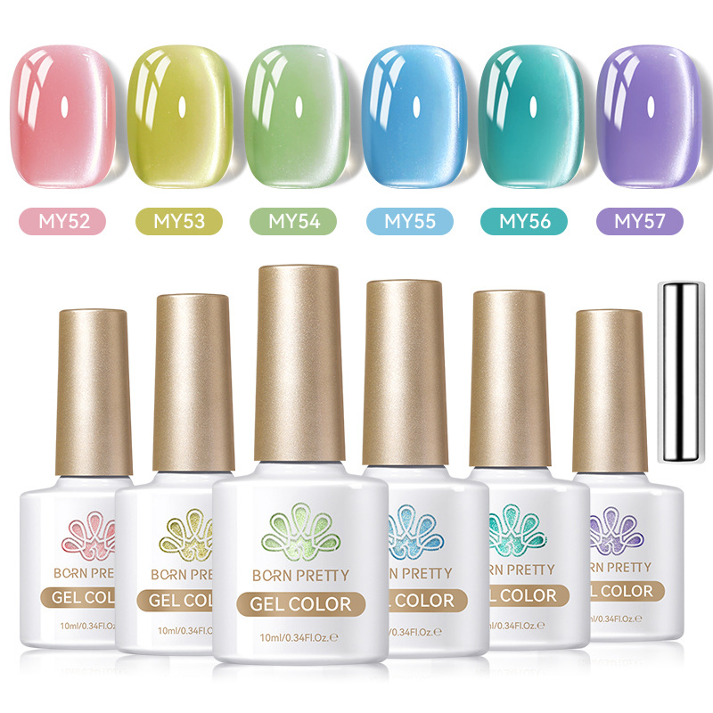 BORN PRETTY new cat eye gel set colored glass polarized crystal cat eye nail polish gel phototherapy gel
