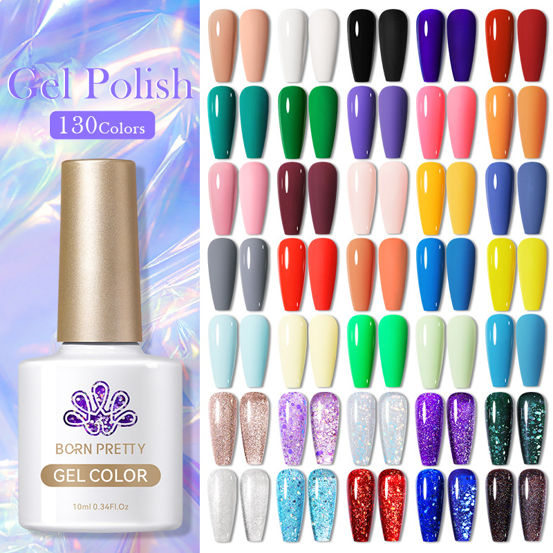 BORN PRETTY full set of manicure phototherapy glue set 130 colors of flash nail polish glue UV glue gel