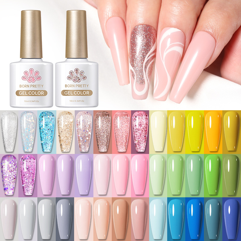 BORN PRETTY full set of manicure phototherapy glue set 130 colors of flash nail polish glue UV glue gel